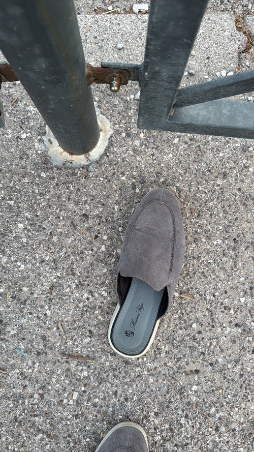 Loafer Mule - Grey Suede